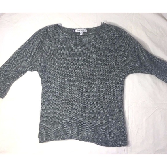 Jennifer Lopez Sweaters - Jennifer Lopez Sweater Womens XS Gray Metallic Knit Boat Neck Batwing Casual
